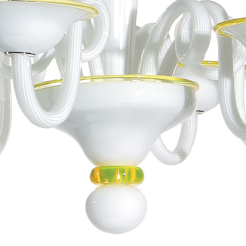 "Sorbetto" lustre en verre de Murano blanc et jaune