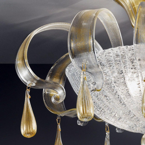 "Irma" Murano glass ceiling light - 3 lights - transparent and gold