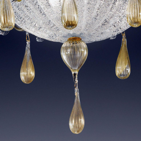 "Irma" Murano glass ceiling light - 3 lights - transparent and gold