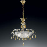"Irma" lámpara colgante en cristal de Murano - 3 luces - transparente y oro