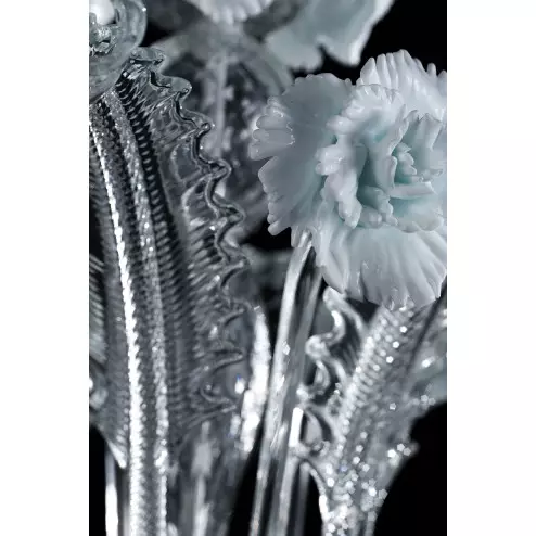"Artico" transparent and white Murano glass chandelier