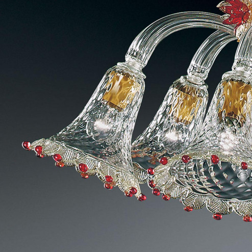 "Rosalba" Murano glas Kronleuchter - 6 flammig - transparent, gold und rot