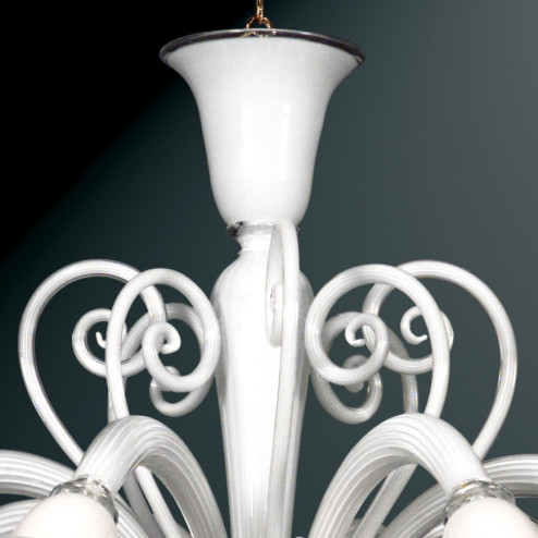"Isabella" 8 lights white Murano glass chandelier