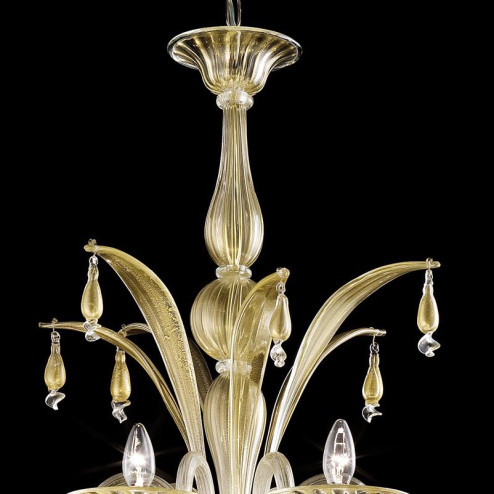 "Incanto" 6 lights Murano glass chandelier -gold and transparent
