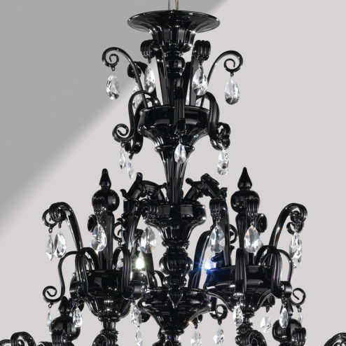 "Dorsoduro" 9 lights black Rezzonico Murano glass chandelier
