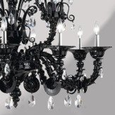 "Dorsoduro" lustre en verre de Murano noir Rezzonico 9 lumières