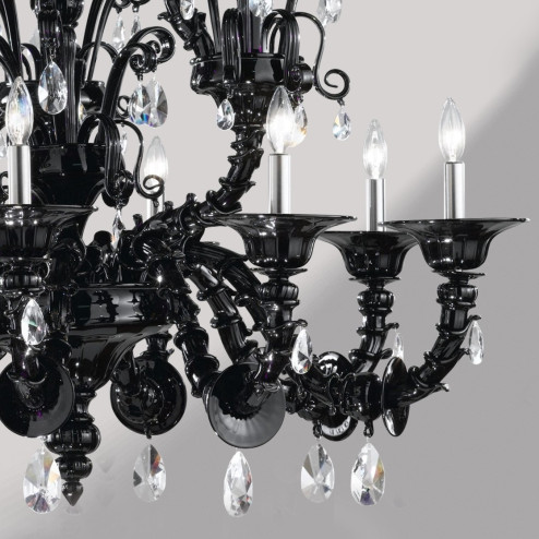 "Dorsoduro" 9 lights black Rezzonico Murano glass chandelier