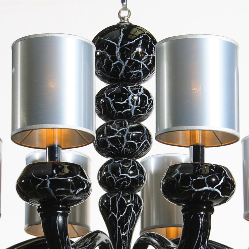"Morosini" 10 lights black marble Murano glass chandelier