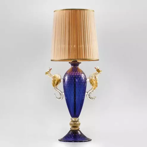 "Bortolo" Murano glass table lamp - 1 light - blue and gold