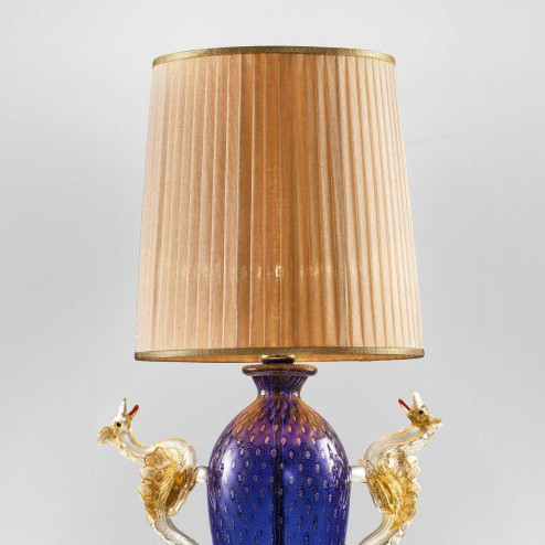 "Bortolo" lampe de table en verre de Murano - 1 lumière - bleu et or