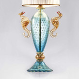 "Bortolo" Murano glass table lamp - 1 light - light blue and gold