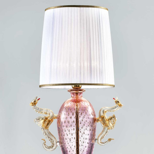 "Bortolo" lampe de table en verre de Murano - 1 lumière - rose et or