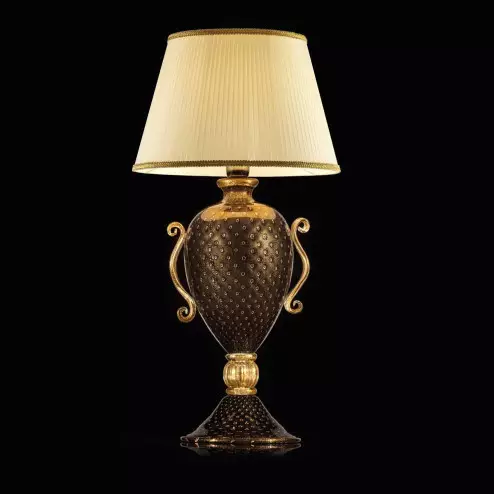 "Giustina" lampe de table en verre de Murano - 1 lumière - noir et or