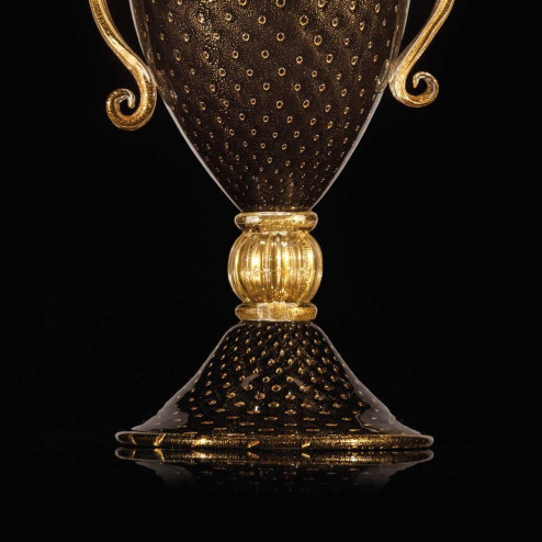"Giustina" lampe de table en verre de Murano - 1 lumière - noir et or