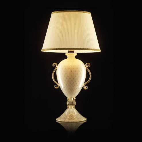 "Giustina" lampe de table en verre de Murano - 1 lumière - blanc et or
