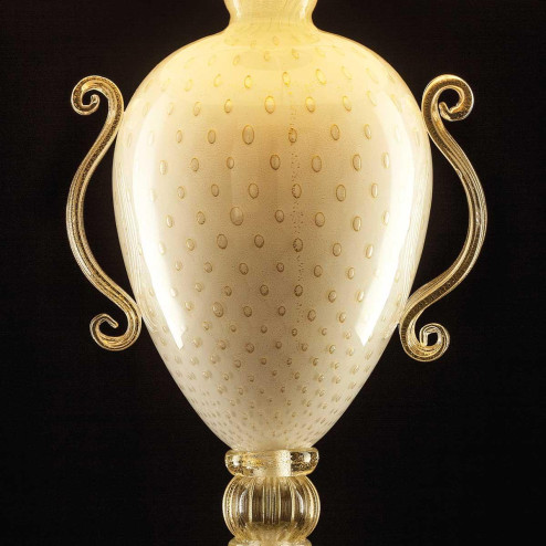 "Giustina" lampara de sobremesa de Murano - 1 luce - blanco y oro