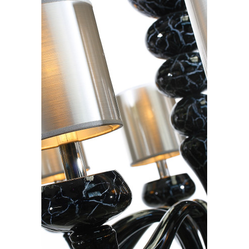 "Morosini" 10 lights black marble Murano glass chandelier