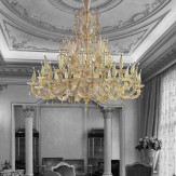 "Nikola" Murano glass chandelier  - 12+12 lights - white and gold