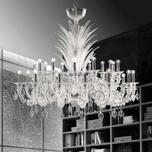 "Pulissena" lustre en cristal de Murano - 24 lumières - transparent