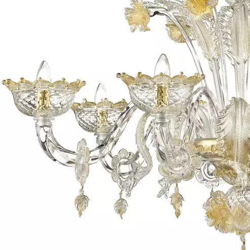 "Bianchina" Murano glas Kronleuchter - 8 flammig - transparent und gold