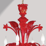 "Santa Croce" araña de Murano roja 6 luces