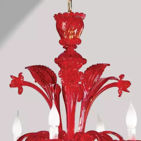 "Santa Croce" lustre en verre de Murano rouge 6 lumières