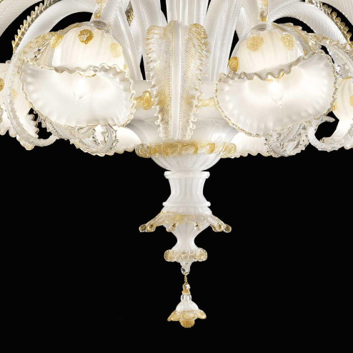 "Agnesina" lustre en cristal de Murano - 8 lumières - blanc et or