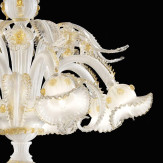 "Agnesina" Murano glass chandelier - 8 lights - white and gold