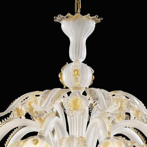 "Agnesina" lampara de araña de Murano - 8 luces - blanco y oro