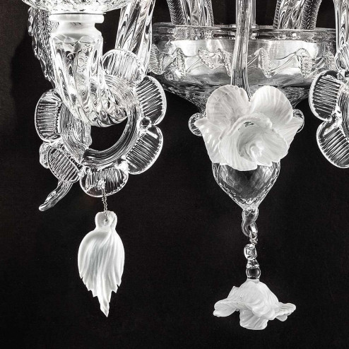 "Bianchina" applique en verre de Murano - 2 lumière - transparent et blanc