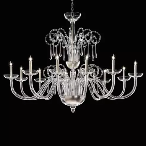 "Salvador" Murano glass chandelier - 12 lights - transparent