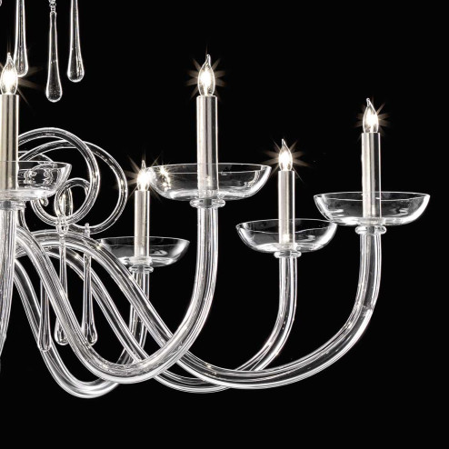 "Salvador" lustre en cristal de Murano - 12 lumières - transparent