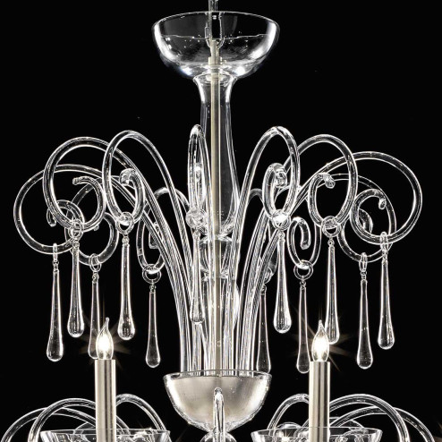 "Salvador" Murano glass chandelier - 12 lights - transparent