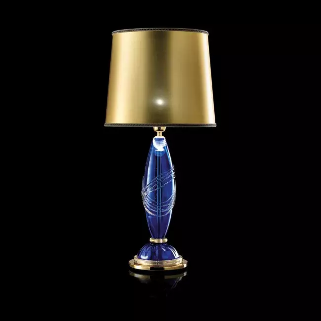 "Gratiosa" lampe de table en verre de Murano - 1 lumière - bleu et or