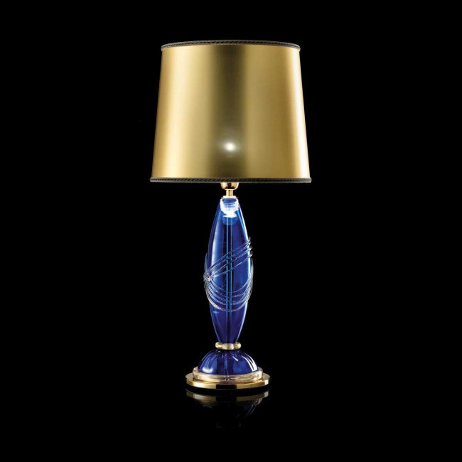 "Gratiosa" Murano glass table lamp - 1 light - blue and gold