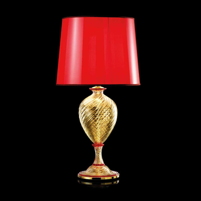 "Annibale" Murano nachttischleuchte - 1 flammig - gold und rot