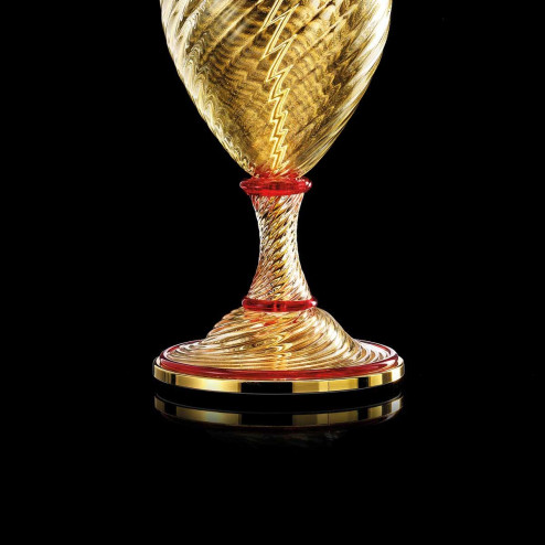 "Annibale" lampe de chevet en verre de Murano - 1 lumière - or et rouge