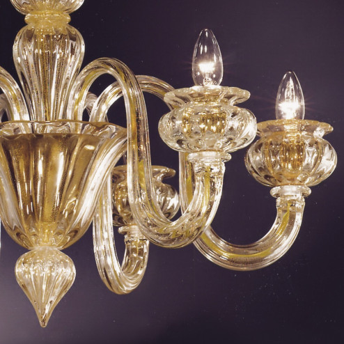"Giudecca" 6 lights 24K gold Murano glass chandelier