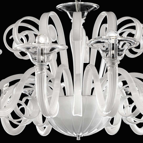"Maliketh" Murano glass chandelier - 12 lights - white and transparent