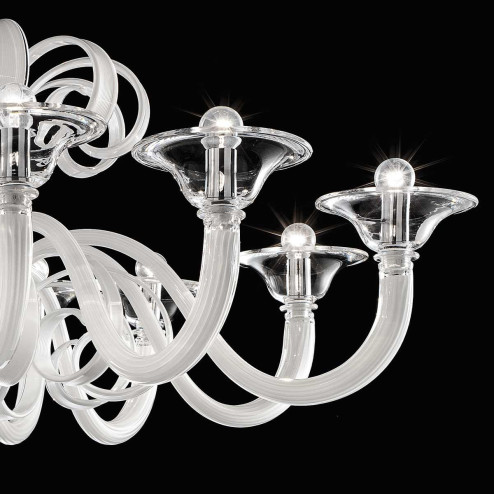 "Maliketh" lampara de araña de Murano - 12 luces - blanco y transparente