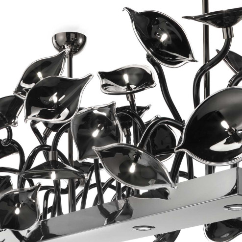 "Eula" suspension en verre de Murano - 38 lumières - noir