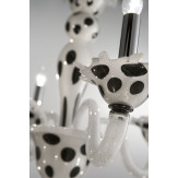 "Dalmata" lustre en verre de Murano - blanc argent -points noirs