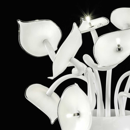"Debra" lampe de table en verre de Murano - 9 lumières - blanc