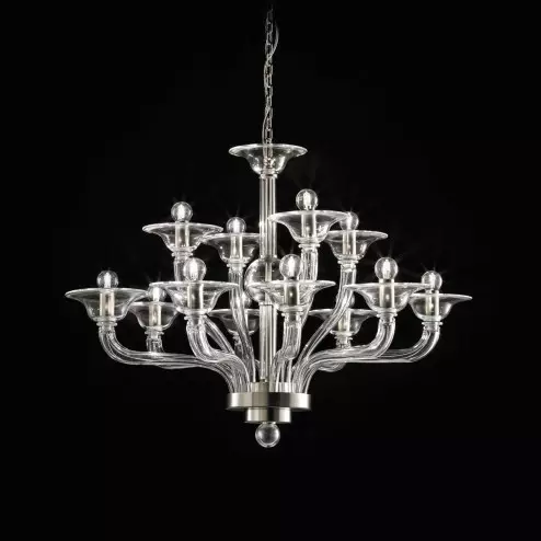 "Frances" Murano glass chandelier - 8+4 lights - transparent