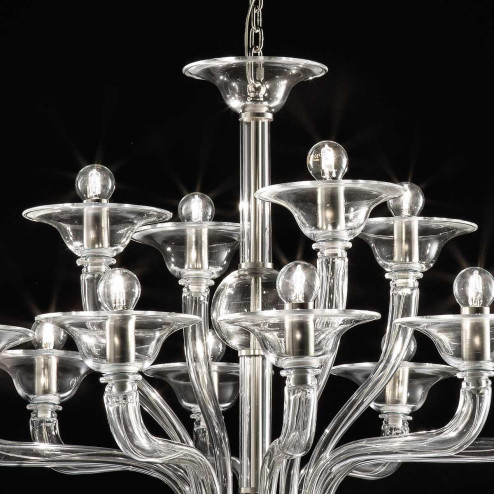 "Frances" lampara de araña de Murano - 8+4 luces - transparente