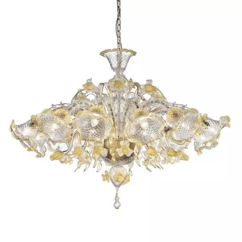 "Enrico" lampara de araña de Murano - 12 luces - transparente y oro