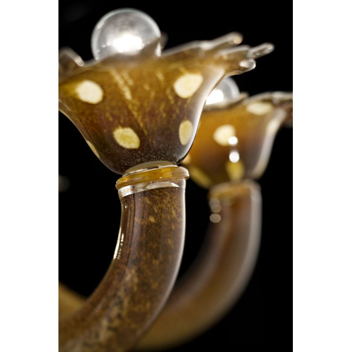 "Dalmata" Murano glass chandelier - brown with white spots