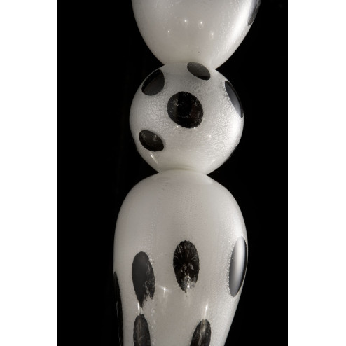 "Dalmata" Murano glass chandelier - white silver - black spots