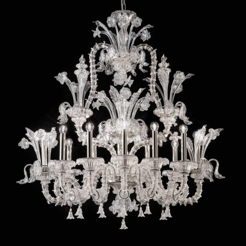 "Lunaria" Murano glass chandelier - 12 lights - grey