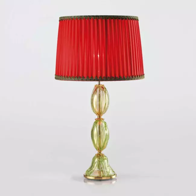 "Eugenia" Murano glass table lamp - 1 light - gold and green